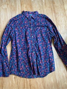 Men's Navy Floral Button-Up Shirt - Banana Republic